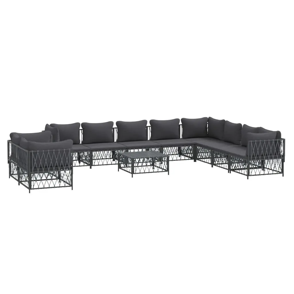 Garden Lounge Set 11 Piece Outdoor Furniture Modular Sofa Anthracite Cushions