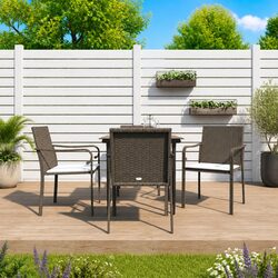 5 Piece Outdoor Dining Set: Poly Rattan & Steel Construction