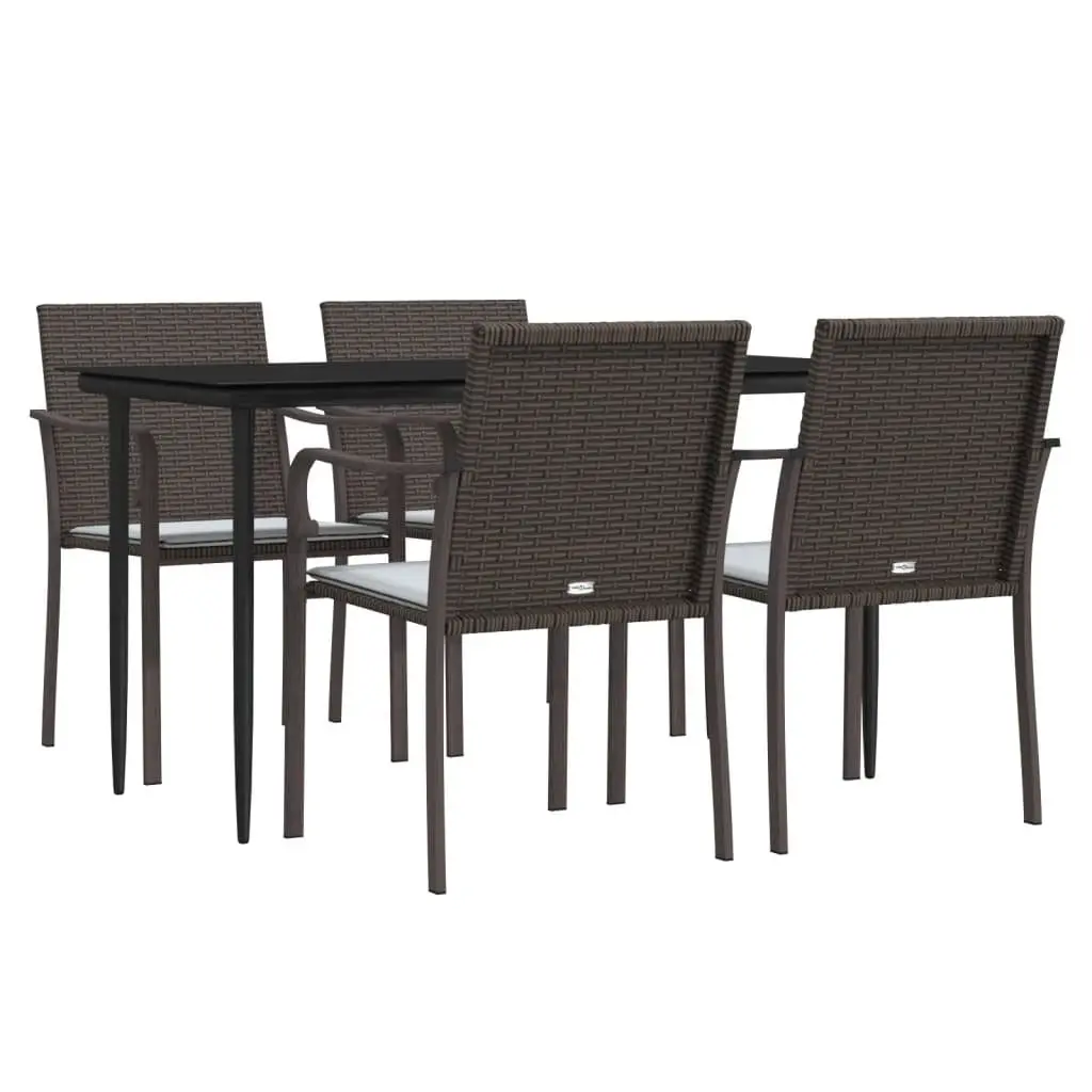 Garden Dining Set Outdoor Use 5 Piece Poly Rattan Steel with Cushions
