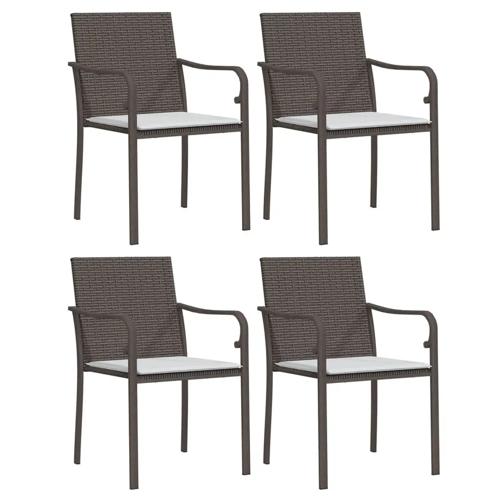 Garden Dining Set Outdoor Use 5 Piece Poly Rattan Steel with Cushions