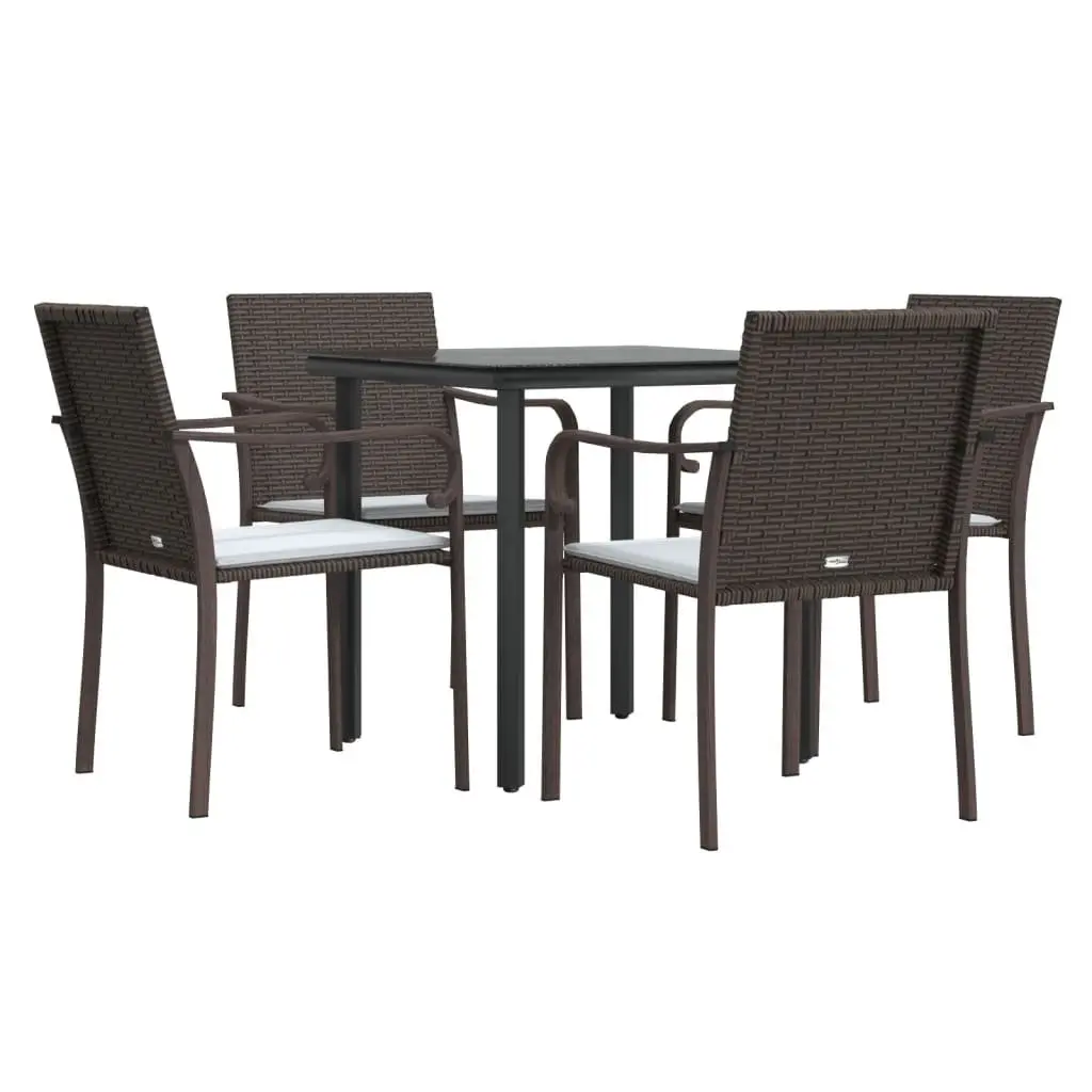 Outdoor Dining Set 5 Piece Patio Furniture Rattan Steel with Cushions