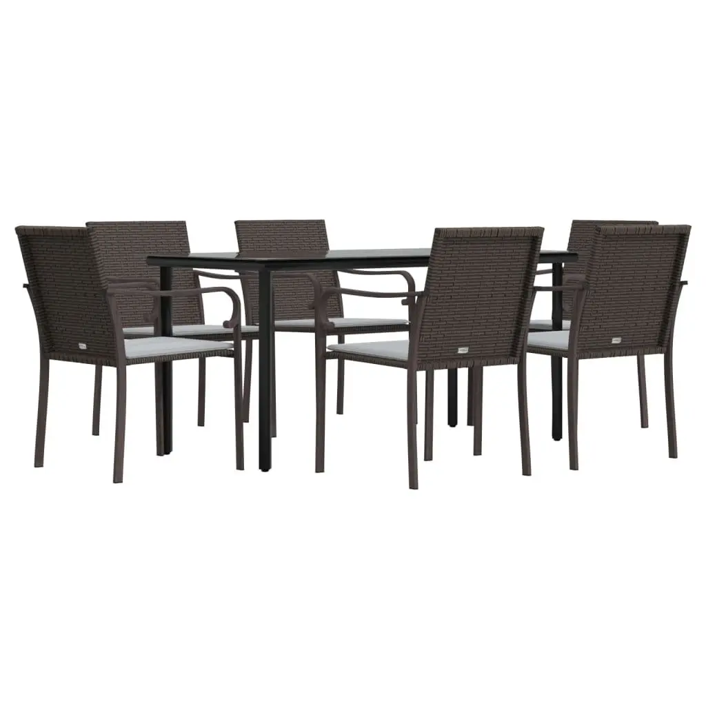 Garden Dining Set Outdoor Patio Furniture 7 Piece with Cushions Poly Rattan