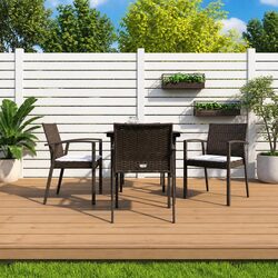 5-Piece Garden Dining Set with Steel Frame and Glass Top