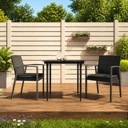 Garden Dining Set: 1 Table & 2 Chairs with Cushions