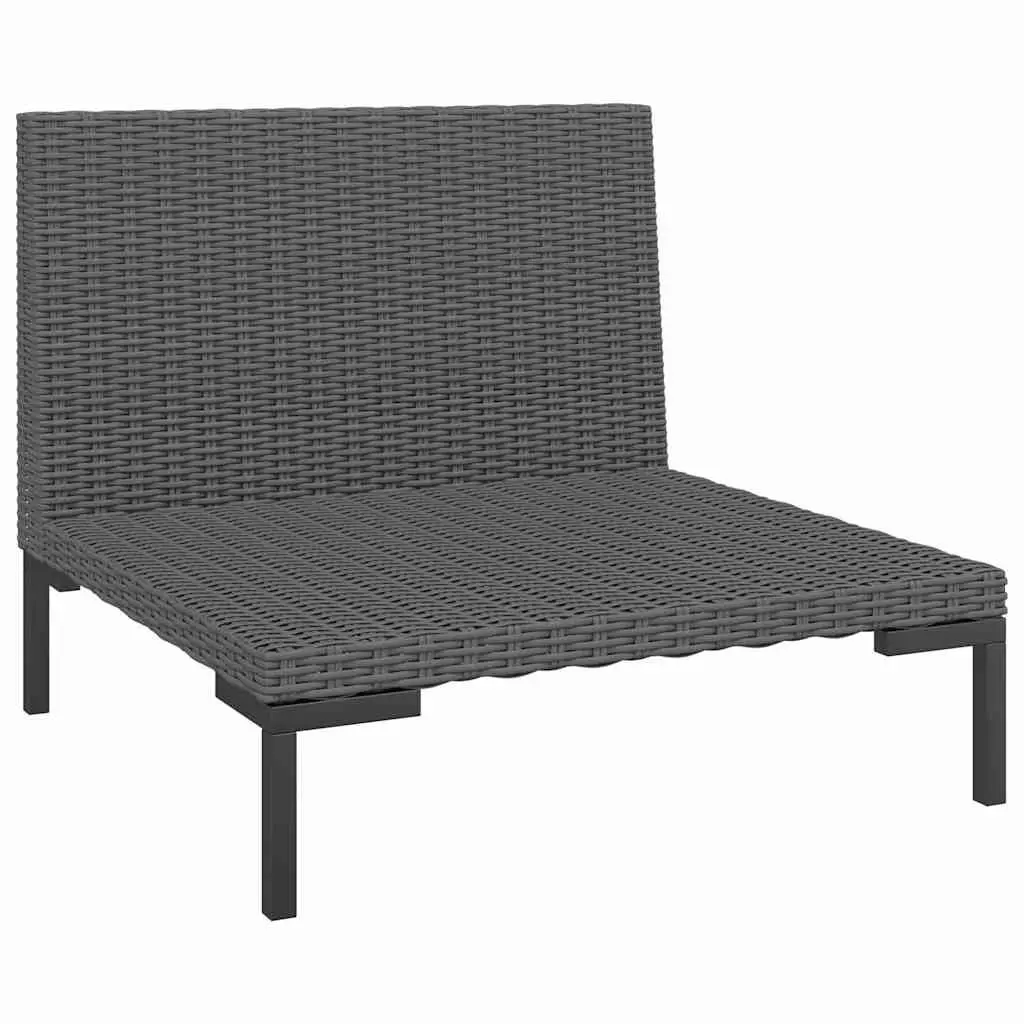Outdoor Sectional Sofa Half Round Poly Rattan Garden Furniture Grey Cushions
