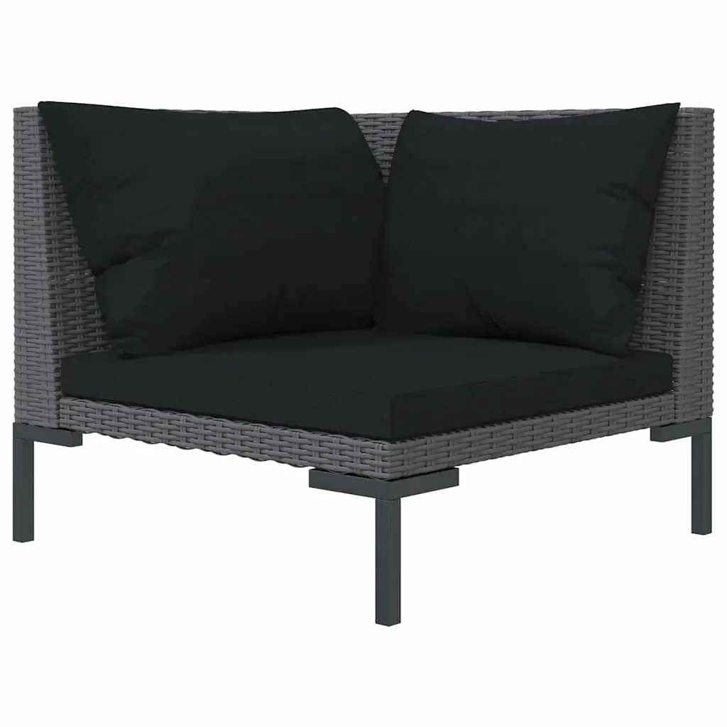 Outdoor Sectional Sofa Half Round Poly Rattan Garden Seating Grey Cushions