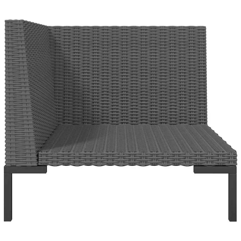 Outdoor Sectional Sofa Half Round Poly Rattan Garden Seating Grey Cushions