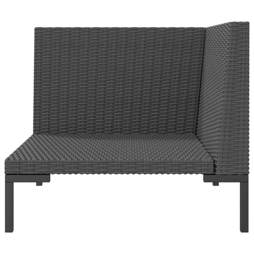Outdoor Sectional Sofa Half Round Poly Rattan Garden Seating Grey Cushions
