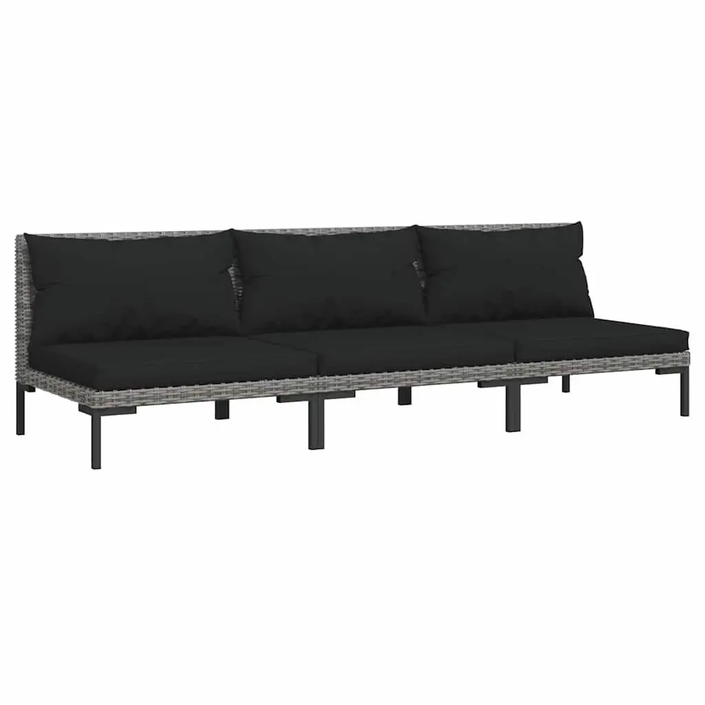 Outdoor Sectional Sofa Set 3 Piece Garden Seating Unit with Cushions
