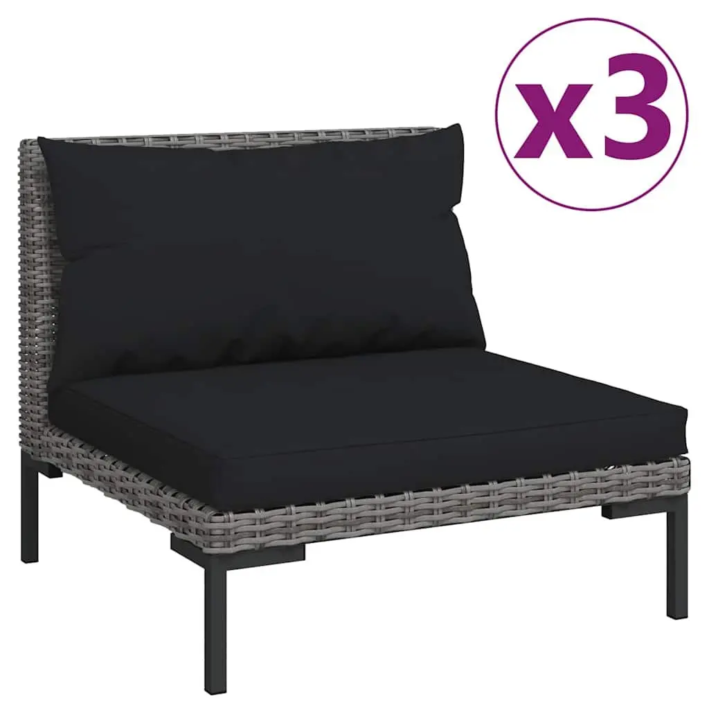 Outdoor Sectional Sofa Set 3 Piece Garden Seating Unit with Cushions