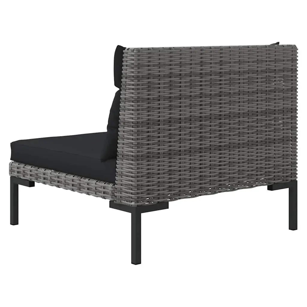 Outdoor Sectional Sofa 2pcs Half Round Rattan Garden Seating with Cushions Grey
