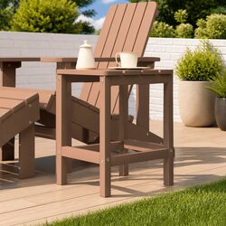 Adirondack Garden Table: Brown HDPE Outdoor Side Table