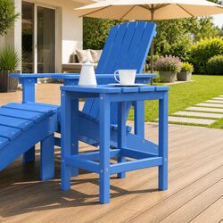 Adirondack Outdoor Side Table Specifications: Blue, HDPE
