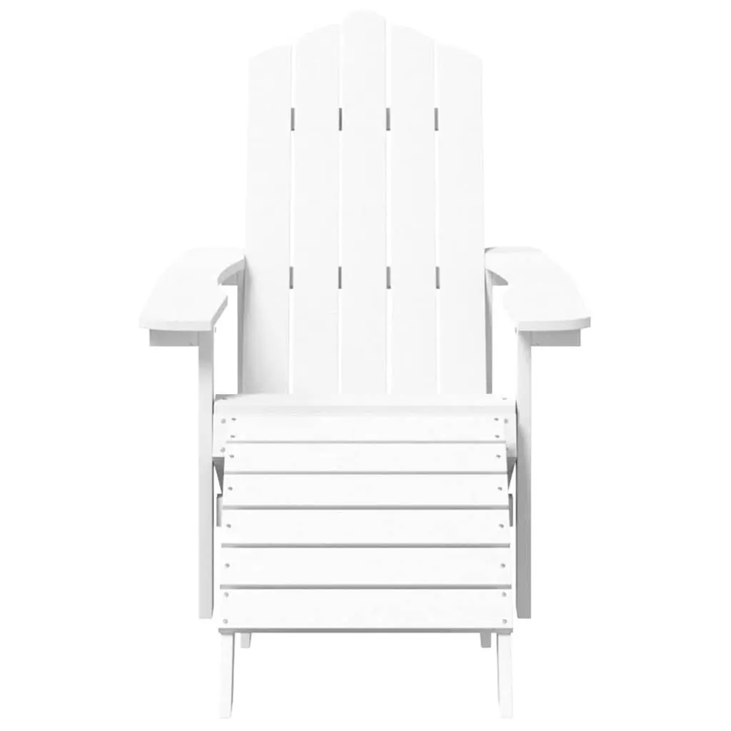 Adirondack Chair with Detachable Footstool for Outdoor Seating White
