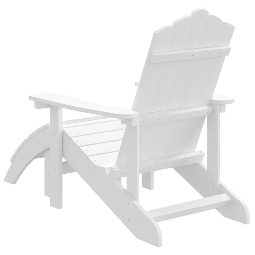 Adirondack Chair with Detachable Footstool for Outdoor Seating White
