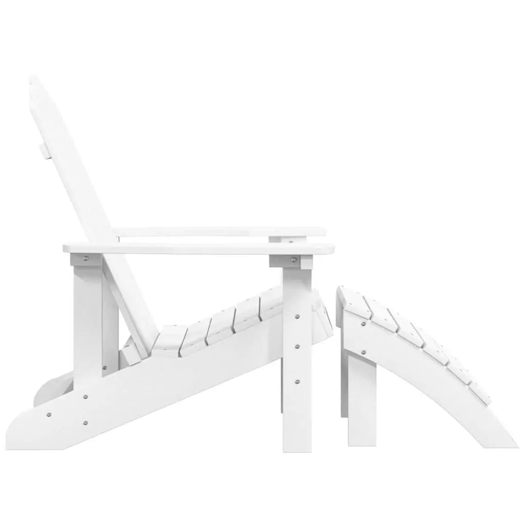 Adirondack Chair with Detachable Footstool for Outdoor Seating White