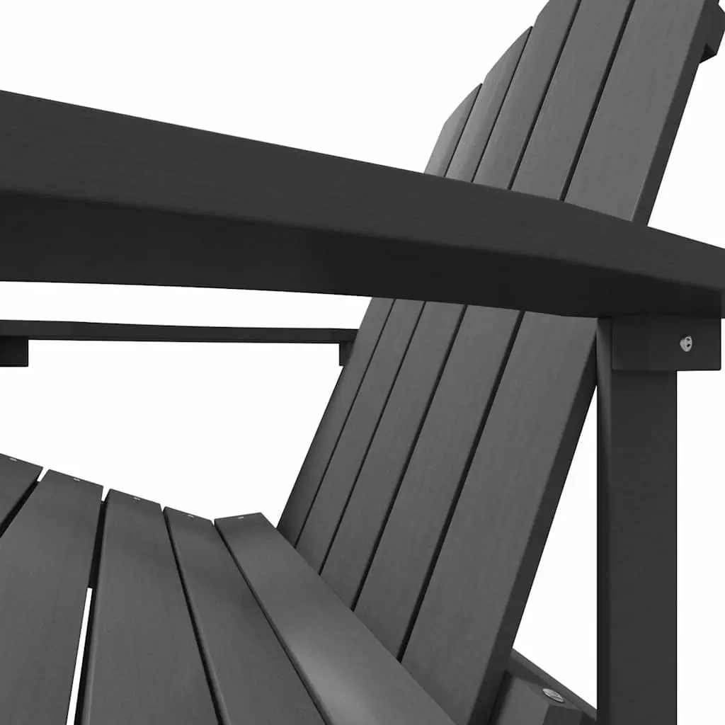 Outdoor Garden Adirondack Chair with Detachable Footstool Anthracite Weather-Resistant HDPE