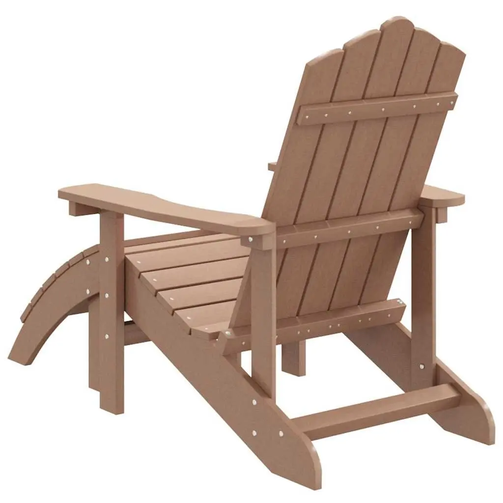 Adirondack Chair with Detachable Footstool for Garden Outdoor Seating Brown