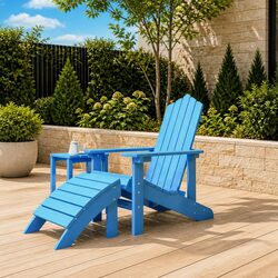 Specifications of the Blue Adirondack Chair with Footstool