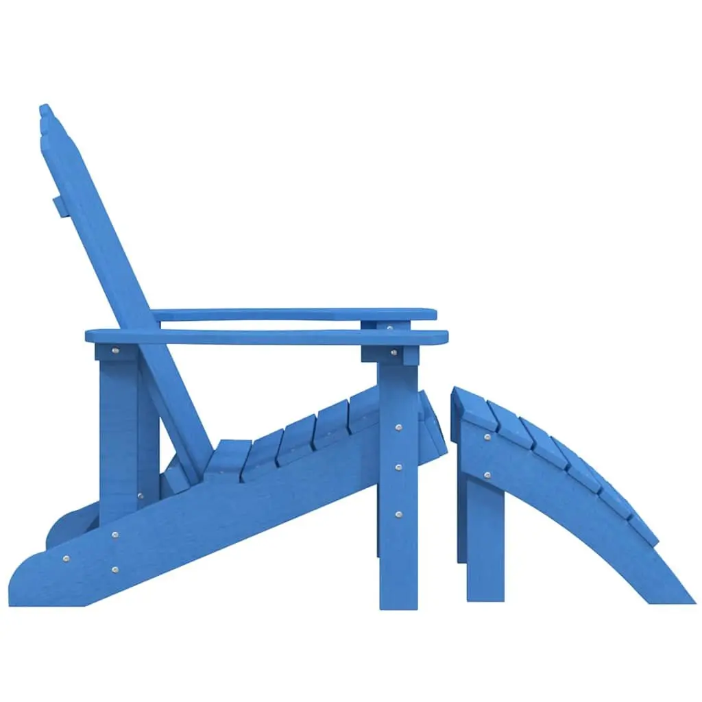 Adirondack Chair for Garden Blue with Detachable Footstool