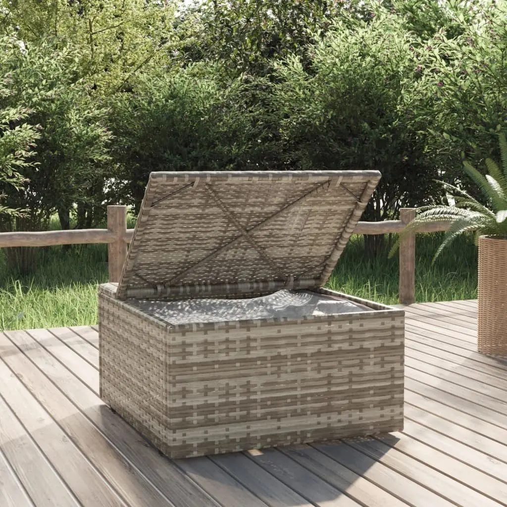 Garden Footrest Ottoman Outdoor Use Grey Poly Rattan 55 x 55 x 30 cm