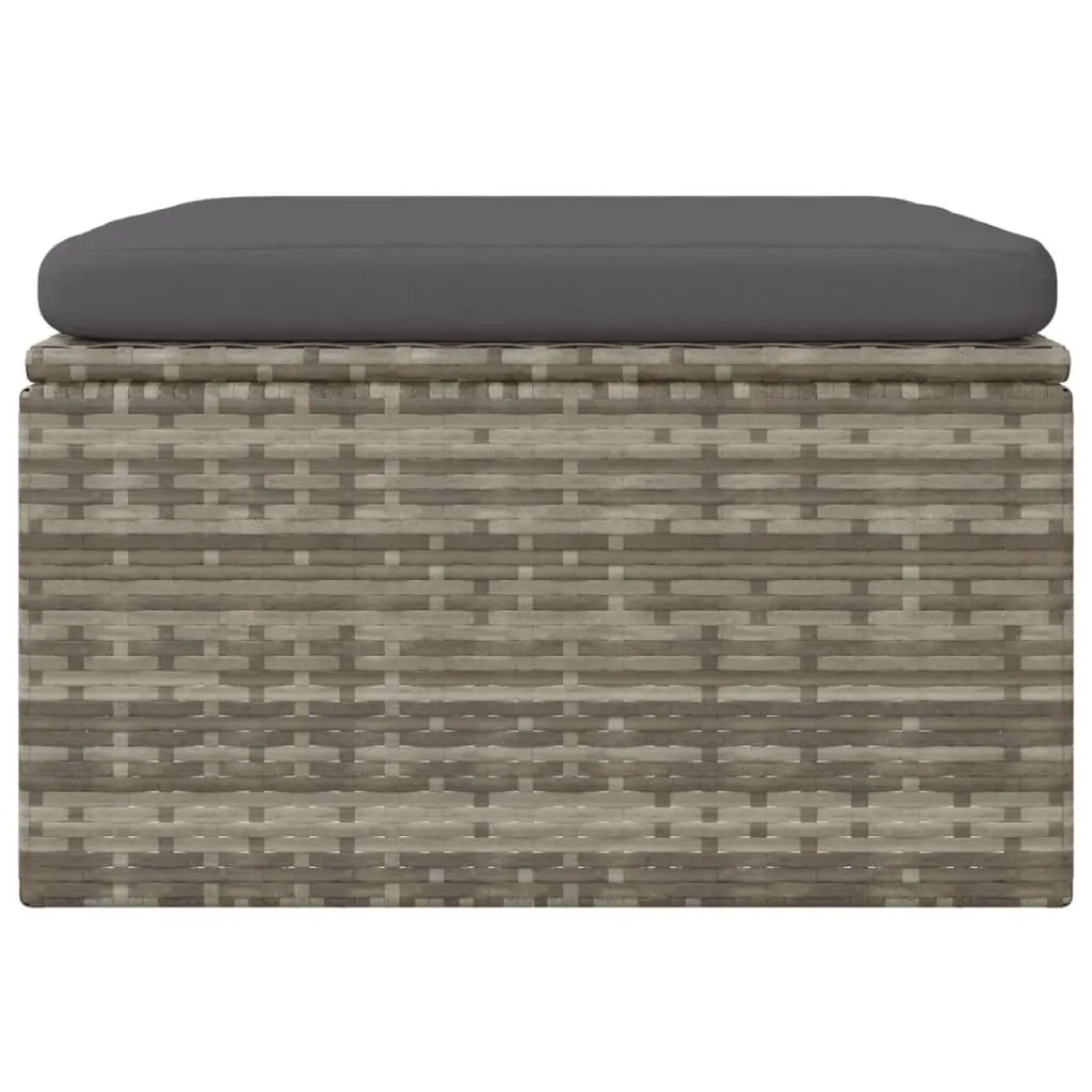 Garden Footrest Ottoman Outdoor Use Grey Poly Rattan 55 x 55 x 30 cm