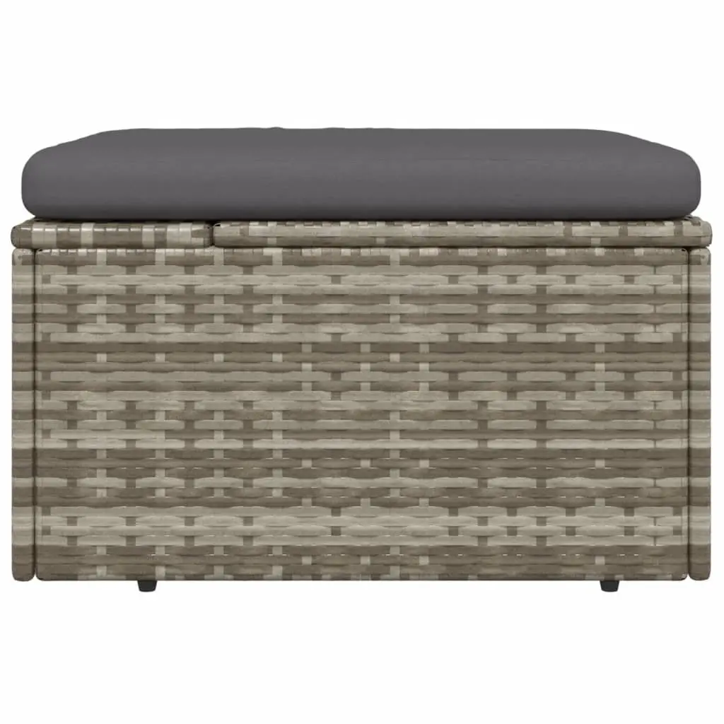 Garden Footrest Ottoman Outdoor Use Grey Poly Rattan 55 x 55 x 30 cm