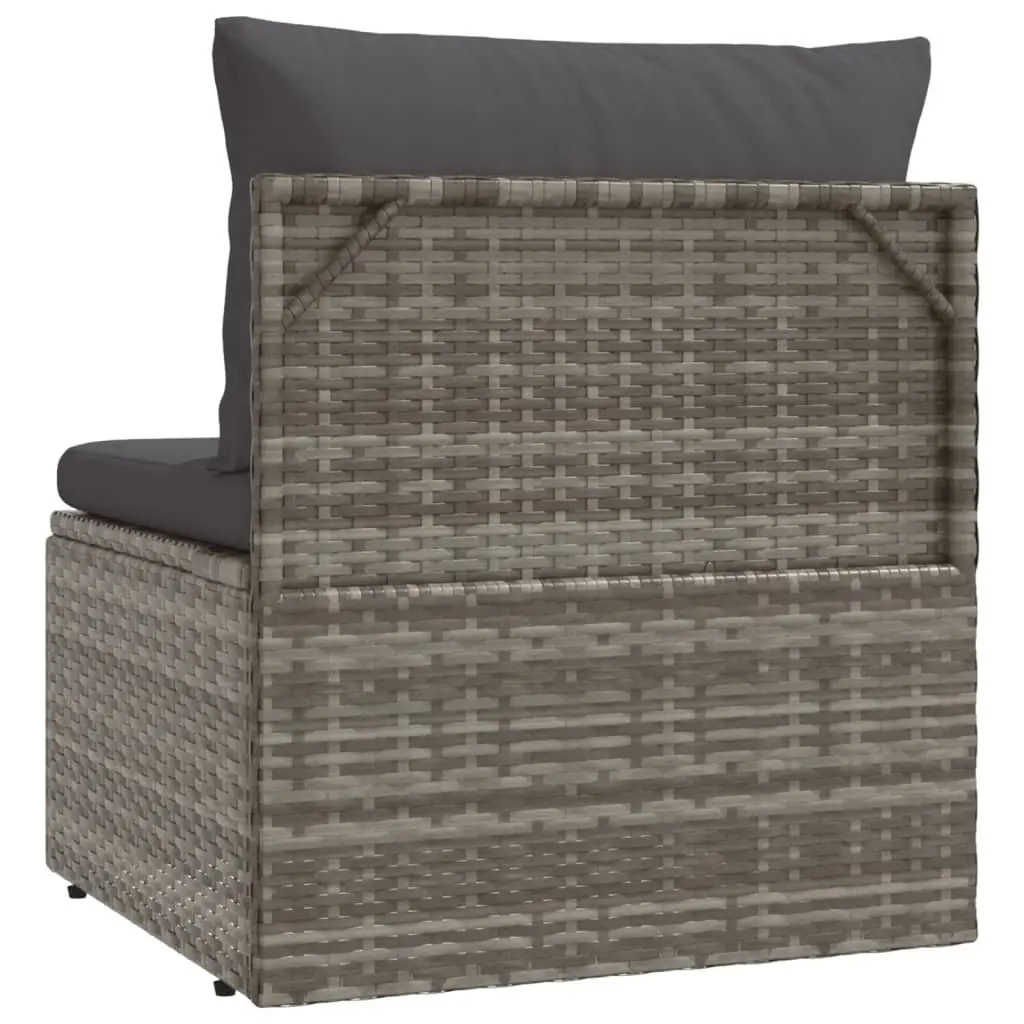 Garden Middle Sofa for Outdoor Use Grey Poly Rattan Seating Furniture