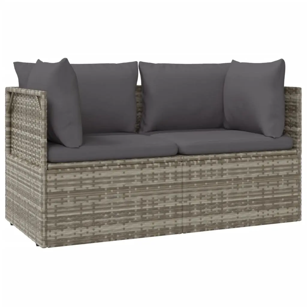 2-Seater Garden Sofa for Outdoor Patio Grey Poly Rattan Lounge Couch