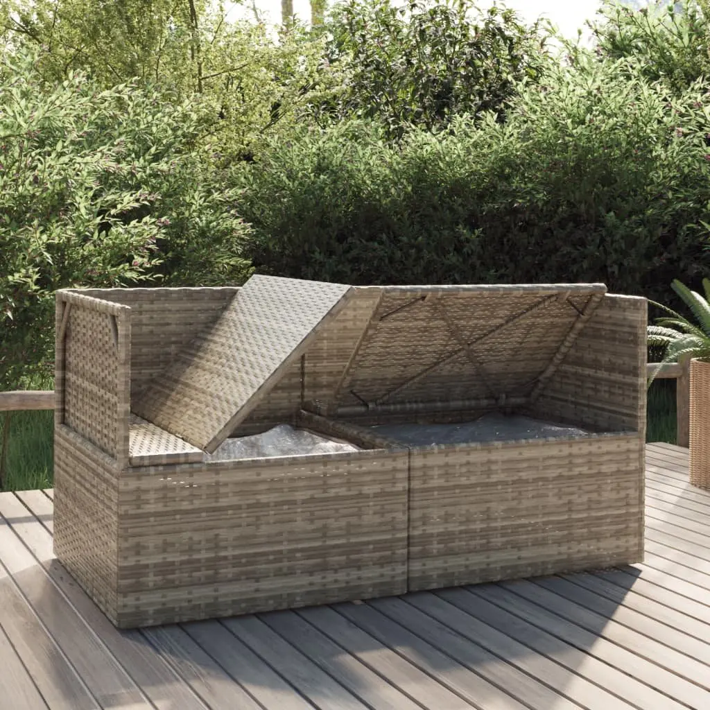 2-Seater Garden Sofa for Outdoor Patio Grey Poly Rattan Lounge Couch