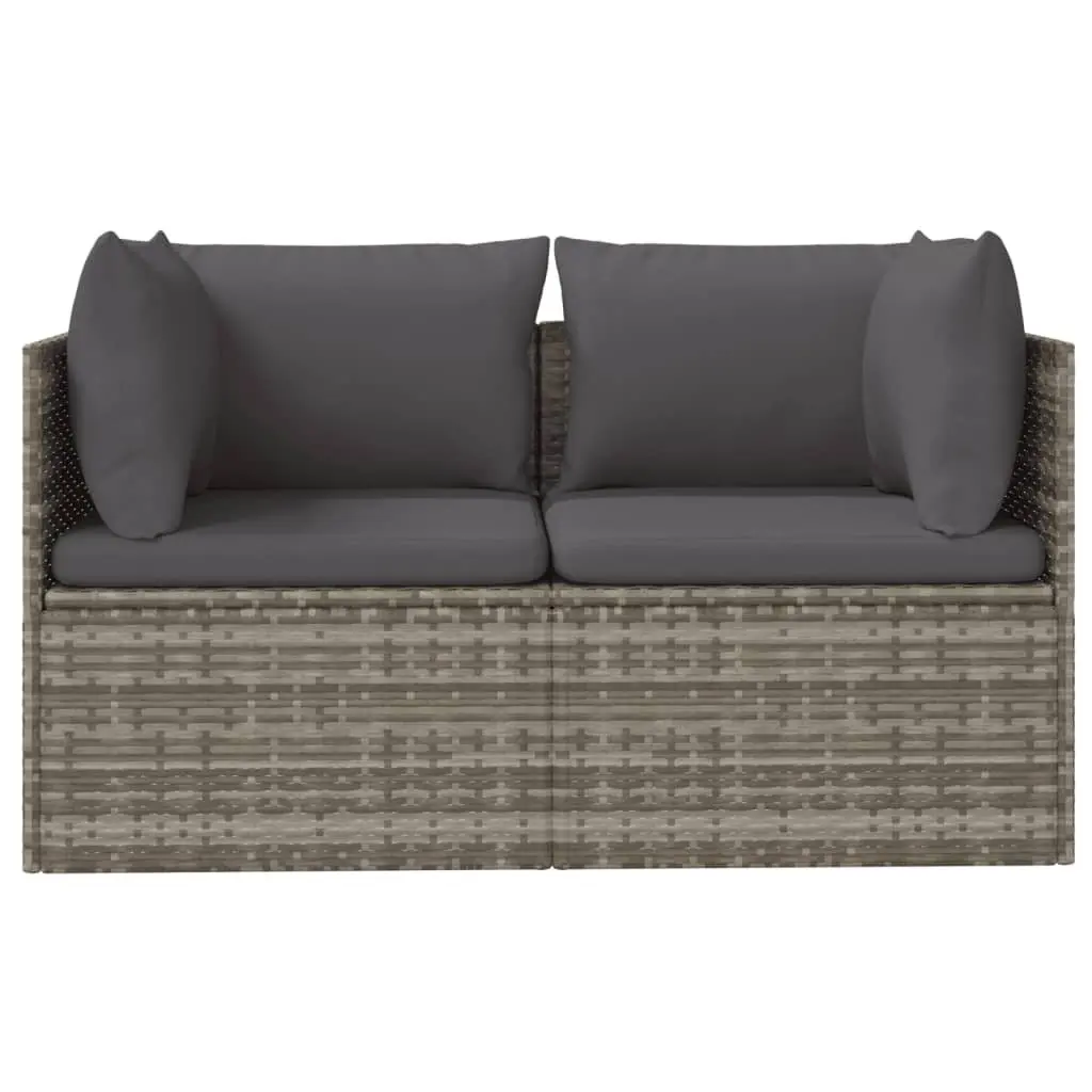 2-Seater Garden Sofa for Outdoor Patio Grey Poly Rattan Lounge Couch