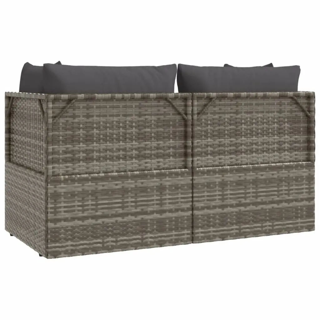 2-Seater Garden Sofa for Outdoor Patio Grey Poly Rattan Lounge Couch