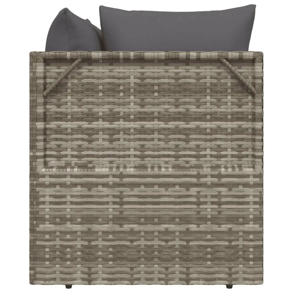 2-Seater Garden Sofa for Outdoor Patio Grey Poly Rattan Lounge Couch