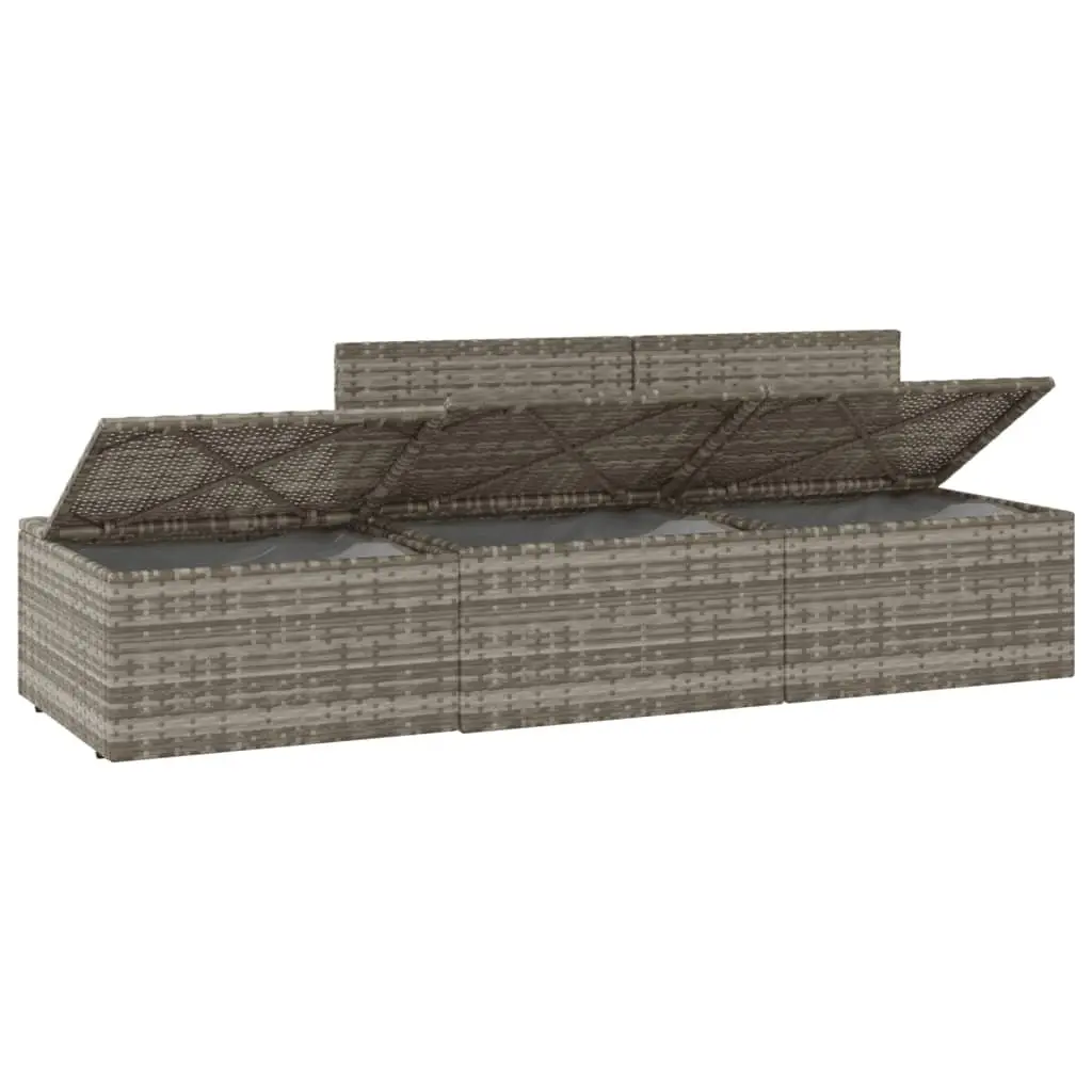 3 Piece Garden Lounge Set for Outdoor Use Grey Poly Rattan Seating with Cushions