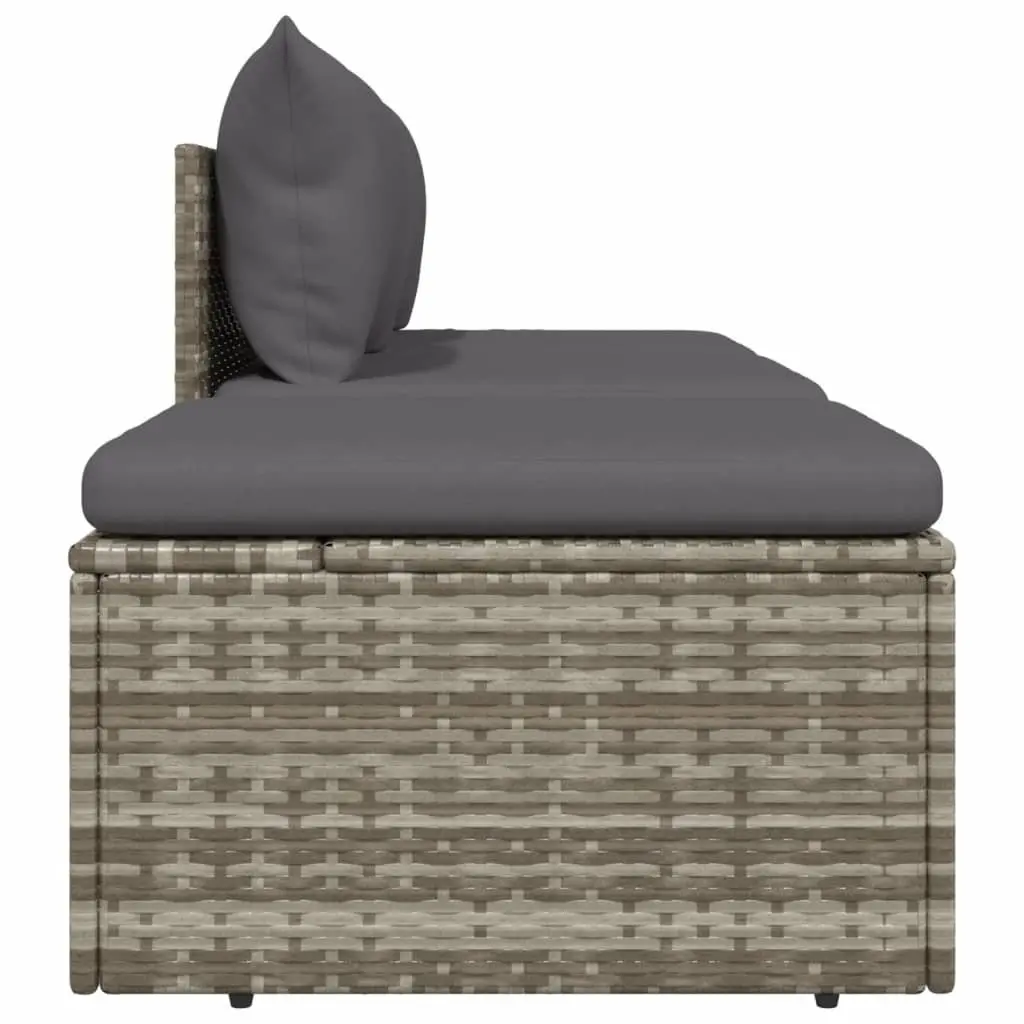 3 Piece Garden Lounge Set for Outdoor Use Grey Poly Rattan Seating with Cushions