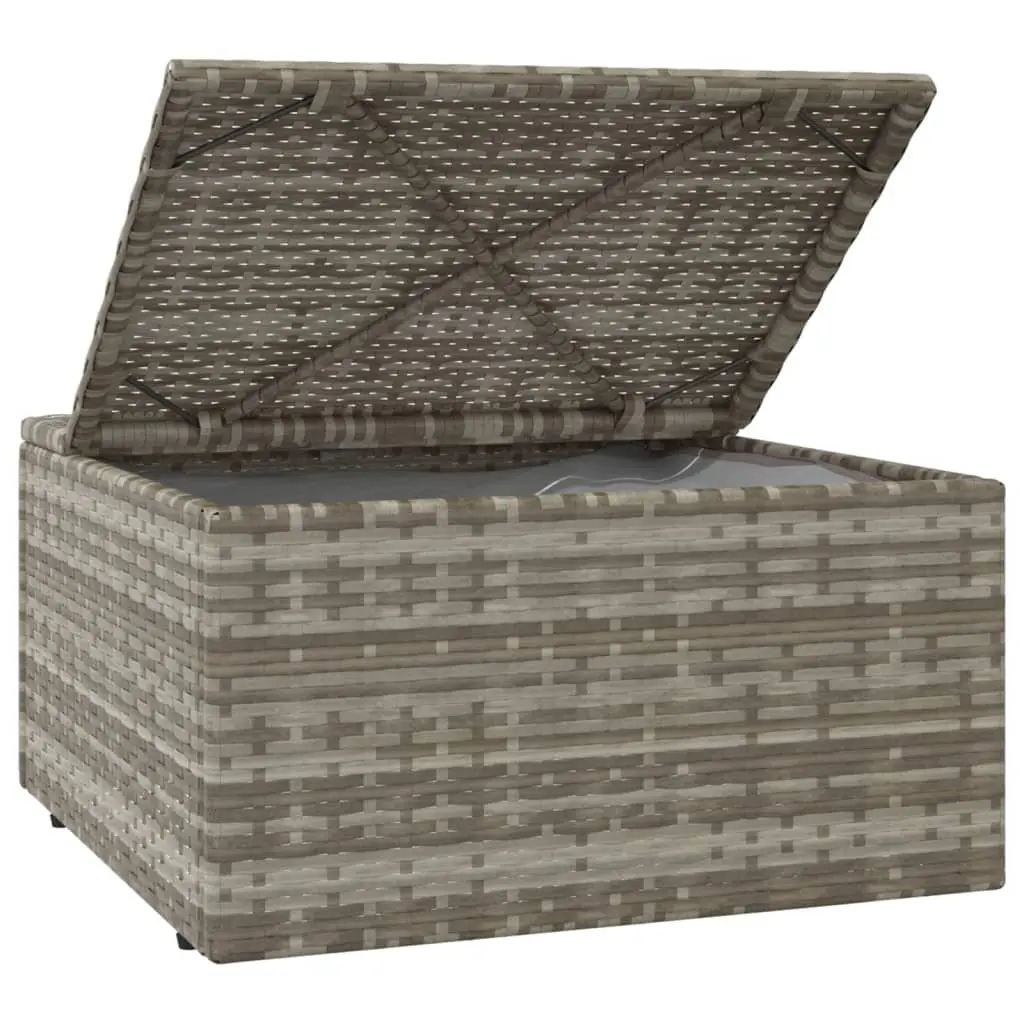 Outdoor Lounge Set for Garden with Cushions and Storage Box in Grey Poly Rattan 4 Pieces