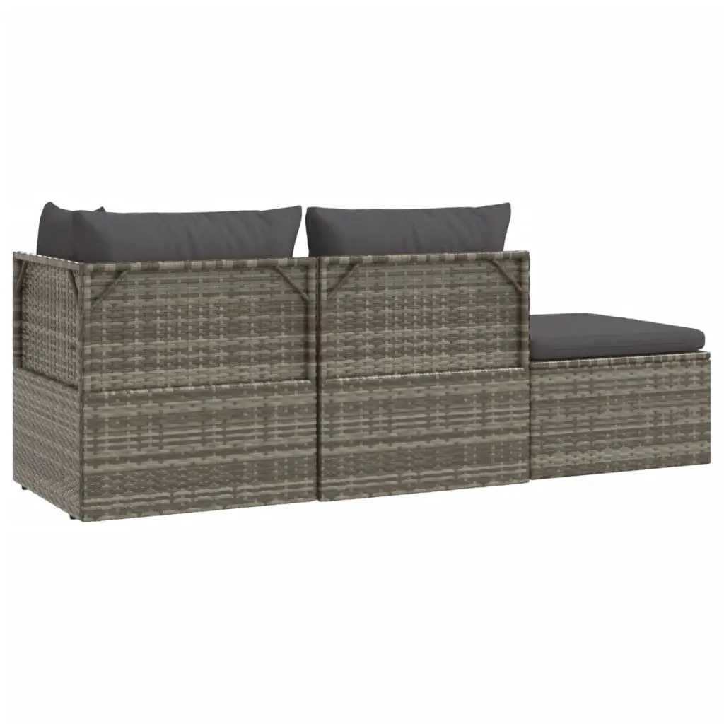 Outdoor Lounge Set for Garden with Cushions and Storage Box in Grey Poly Rattan 4 Pieces