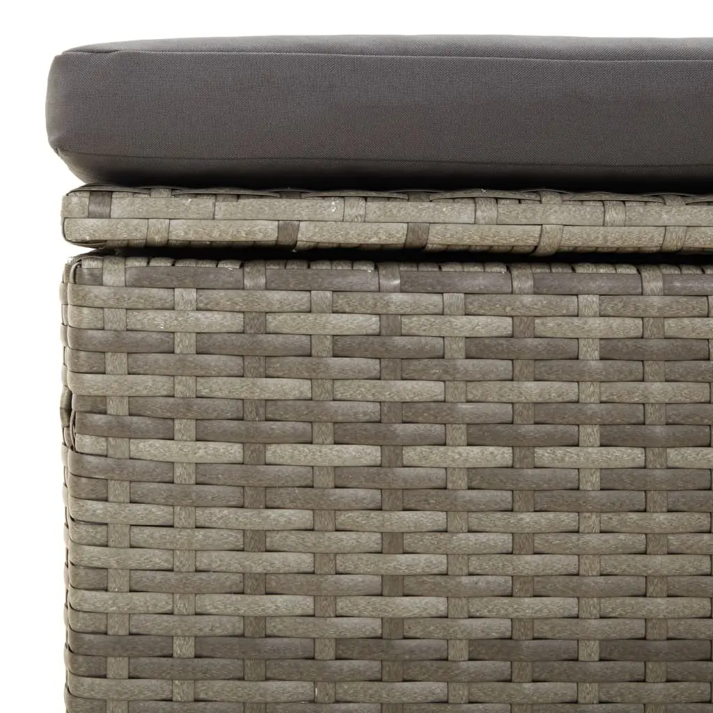 Outdoor Lounge Set for Garden with Cushions and Storage Box in Grey Poly Rattan 4 Pieces