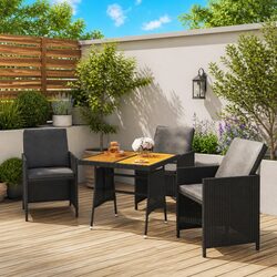 Garden Dining Table Black 70x70x72cm Outdoor Patio Furniture Acacia Wood Rattan