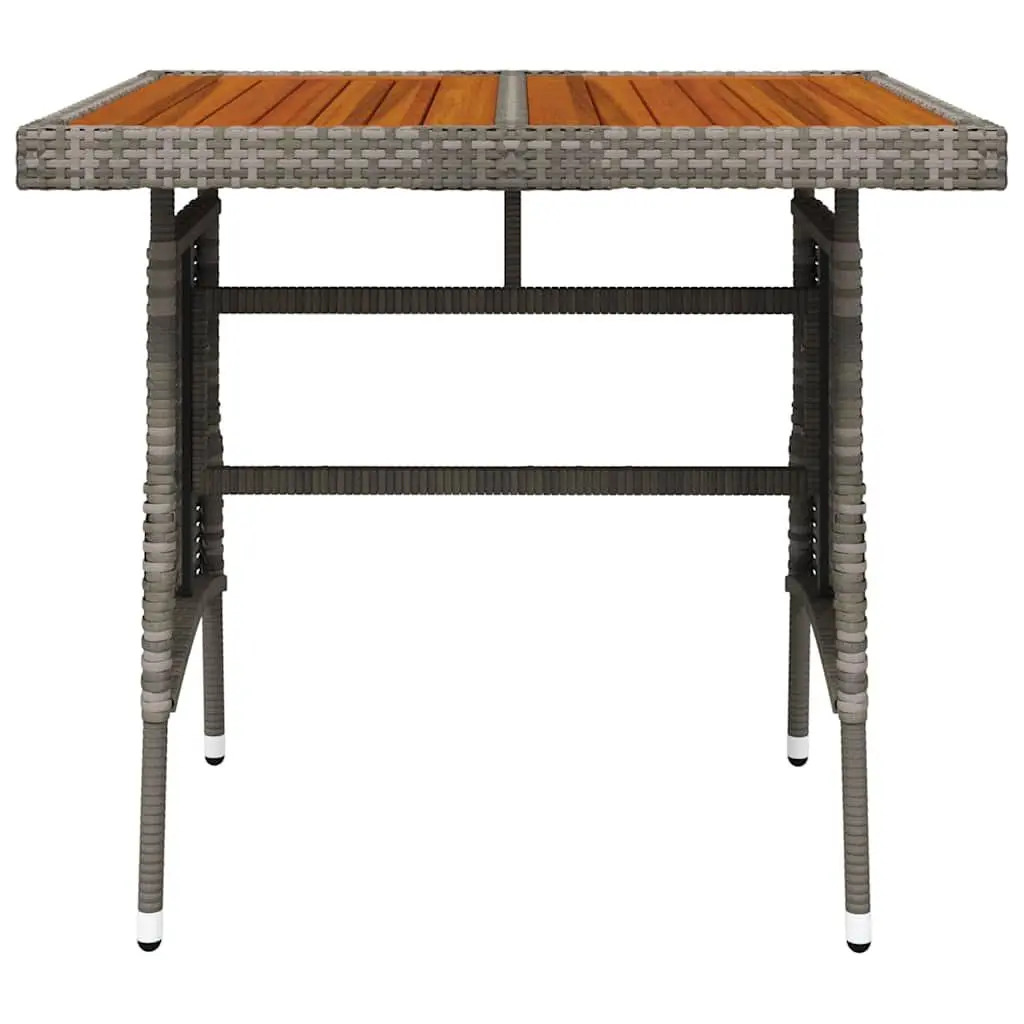 Garden Table Outdoor Dining Grey 70 x 70 x 72 cm Poly Rattan Acacia Wood
