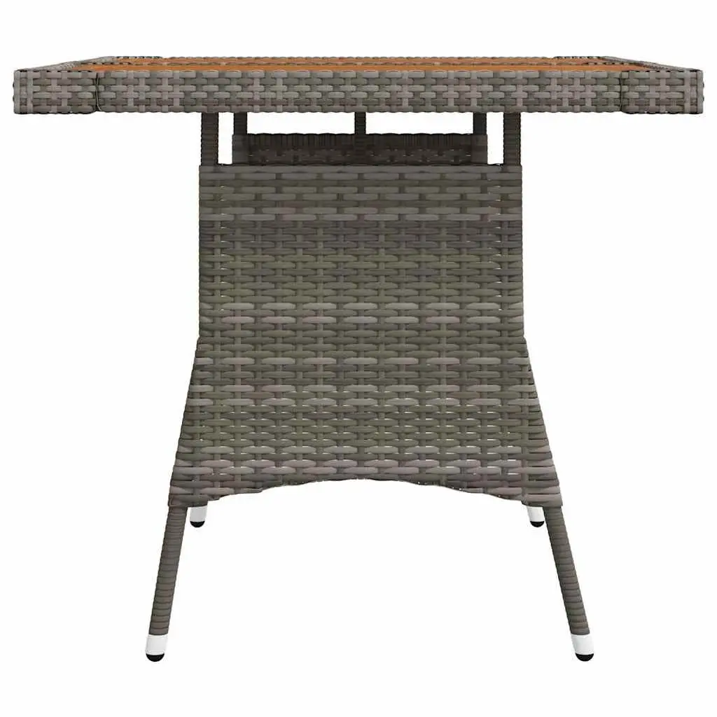 Garden Table Outdoor Dining Grey 70 x 70 x 72 cm Poly Rattan Acacia Wood
