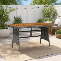 Garden Dining Table Grey 130x70x72cm with Rattan