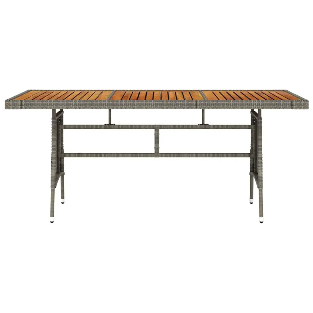 Garden Dining Table Grey Outdoor Patio Furniture PE Rattan Acacia Wood Frame