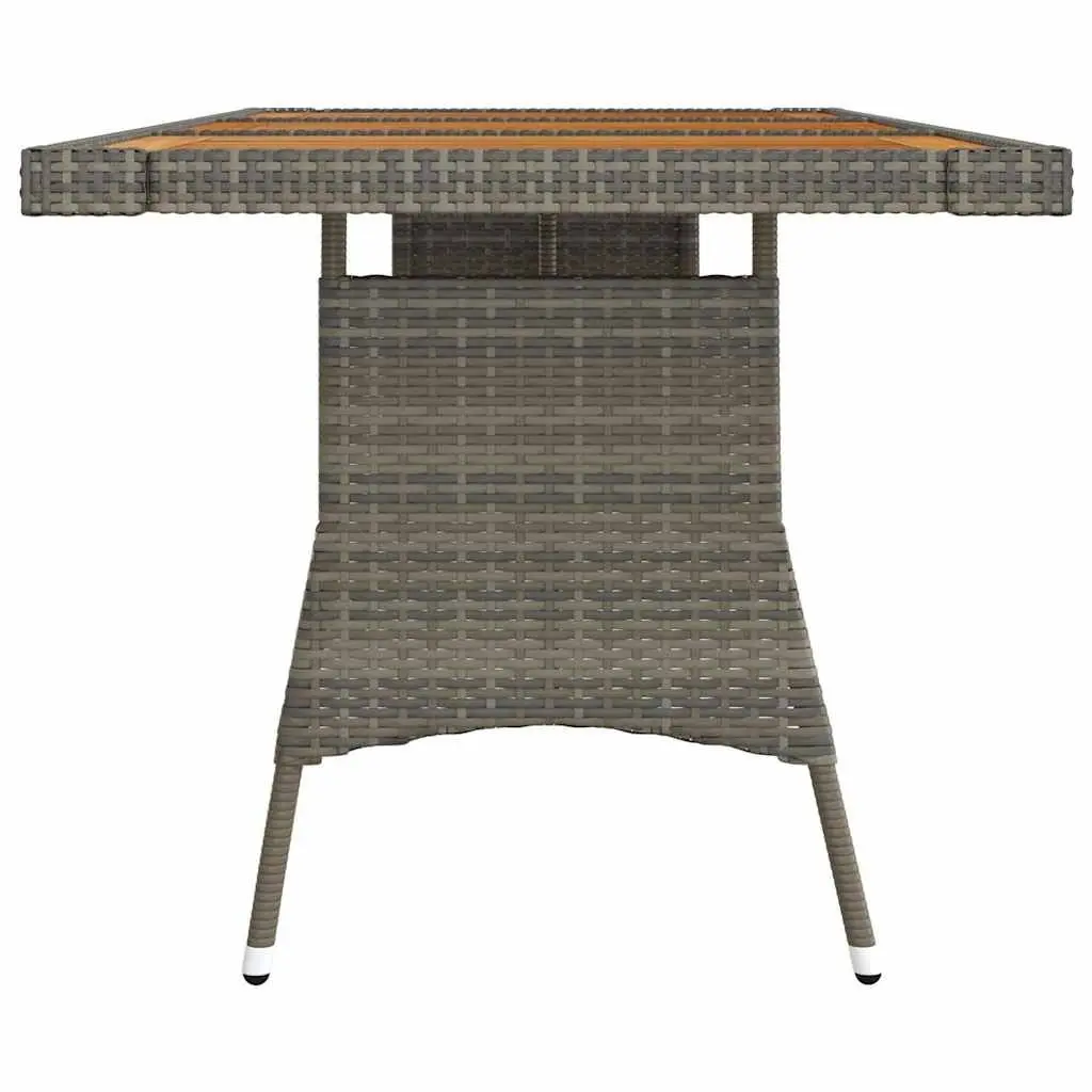 Garden Dining Table Grey Outdoor Patio Furniture PE Rattan Acacia Wood Frame