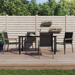 5-Piece Garden Dining Set with Steel Frame and Glass Top