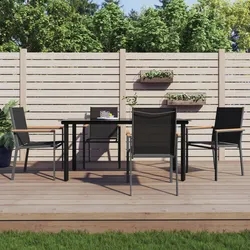 5-Piece Garden Dining Set with Steel Frame and Glass Top
