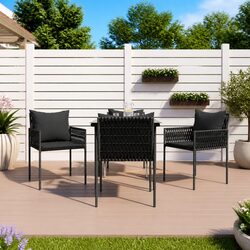 5 Piece Outdoor Dining Set: Steel and PE Rattan Construction