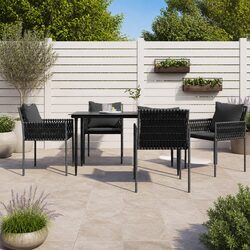 5-Piece Outdoor Dining Set with Steel Frame and Glass Top