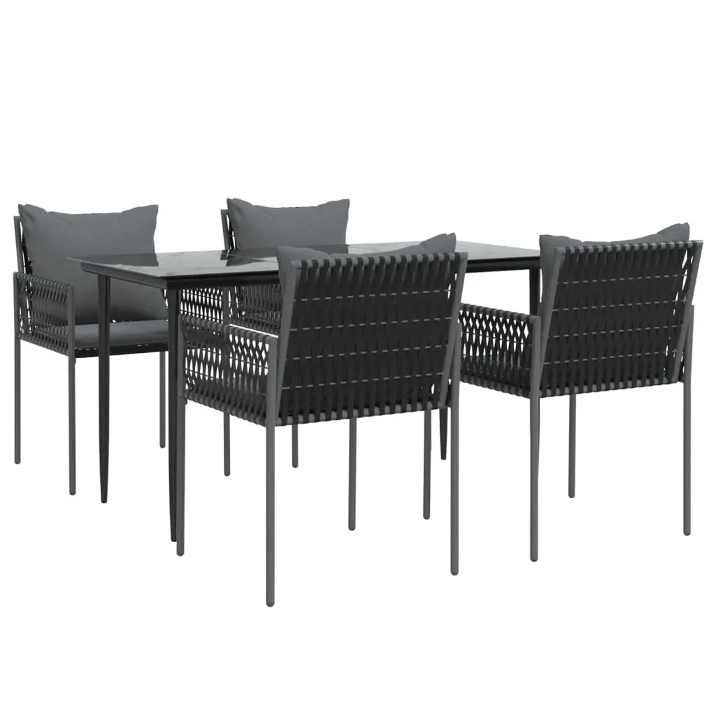 Garden Dining Set Outdoor Furniture 5 Piece Poly Rattan Steel Chairs Table