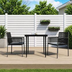 3-Piece Garden Dining Set: Steel Frame & PE Rattan